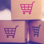 3 Caixas com icone de carrinho de compras ilustrando a distribuição de produtos no Brasil