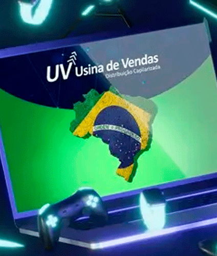 Bandeira do Brasil com o logo Usina de Vendas